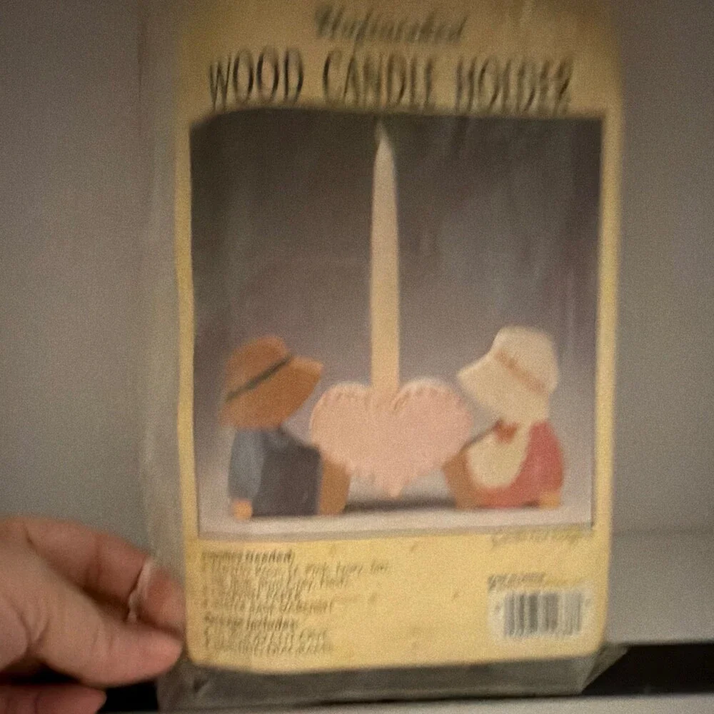 Unfinished Wood Boy & Girl Heart Taper Candle Holder, Small, CPW337-001